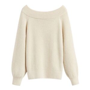 Cuyana Cream Off-Shoulder Sweater